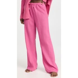 Desmond & Dempsey Lounge Plain Linen Pants Women Small Pink Straight  Leg NEW